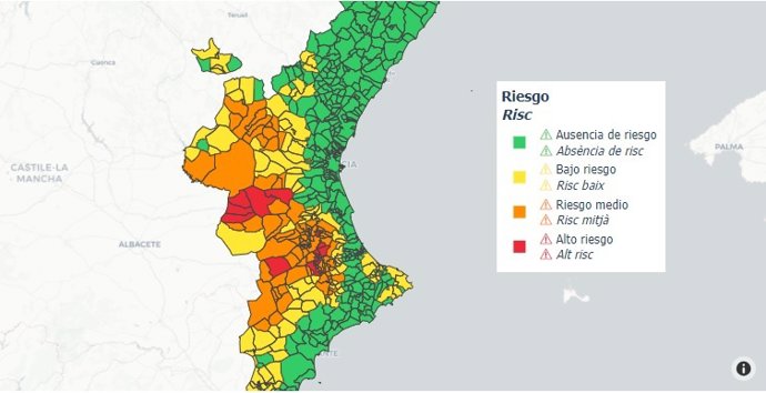 Mapa de riesgo por calor este jueves