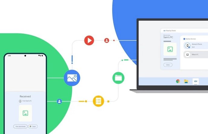 Archivo - Google expande Nearby Share con una 'app' beta para Windows.