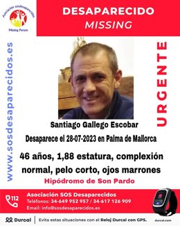 Imagen actualizada del desaparecido en Palma.