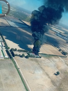 Incendio de pastos y plásticos en Almonte.