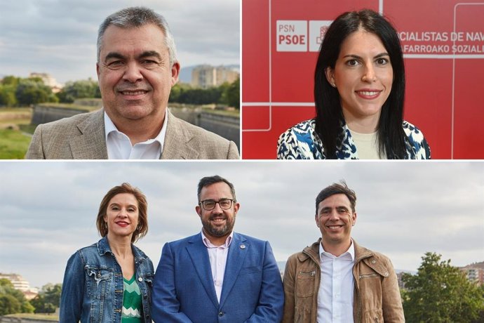 Santos Cerdán y Adriana Maldonado (arriba), diputados del PSN en el Congreso, y Nuria Medina, Javier Remírez y Toni Magdaleno (abajo), senadores del PSN.