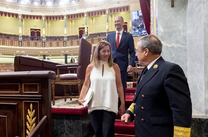 La presidenta del Congreso, Francina Armengol, tras la Sesión Constitutiva de la XV Legislatura en el Congreso de los Diputados, a 17 de agosto de 2023, en Madrid (España). Los diputados de la formación han llegado a la Cámara Baja tras celebrar una reu