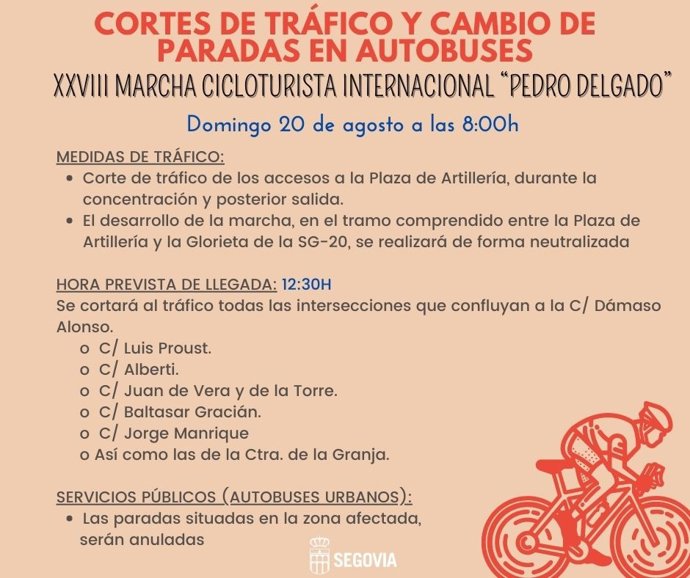 Cortes para este domingo por la celebración de 'La Perico'