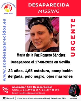Cartel por la desaparición de María de la Paz Romero Sánchez