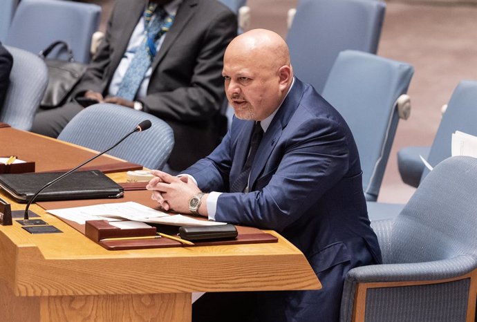 Archivo - July 13, 2023, New York, New York, United States: Karim Khan, Prosecutor of the International Criminal Court speaks at Security Council meeting on reports of the Secretary-General on the Sudan and South Sudan at UN Headquarters in New York