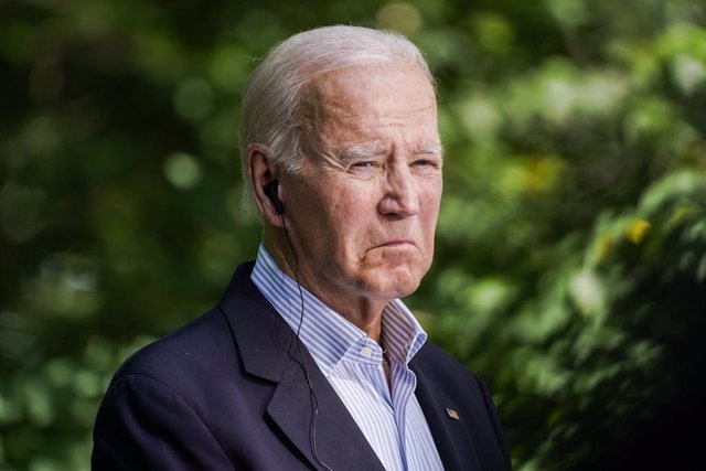 August 18, 2023, Thurmont, Maryland, USA: United States President Joe Biden listens during a joint press conference with Japanese Prime Minister Fumio Kishida and South Korean President Yoon Suk Yeol during a Trilateral Summit held at Camp David, the pres