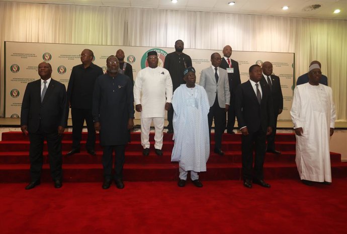 ABUJA, Aug. 10, 2023  -- ECOWAS leaders pose for a photo at an extraordinary summit in Abuja, Nigeria, on Aug. 10, 2023. The 15-member Economic Community of West African States (ECOWAS) on Thursday said it has resolved to activate its standby force in r