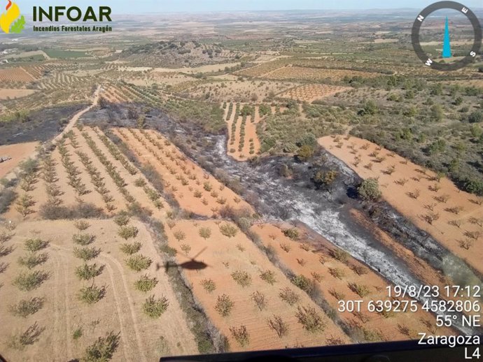 Controlado el incendio forestal de Almonacid de la Sierra, que ha quemado 2,4 hectáreas