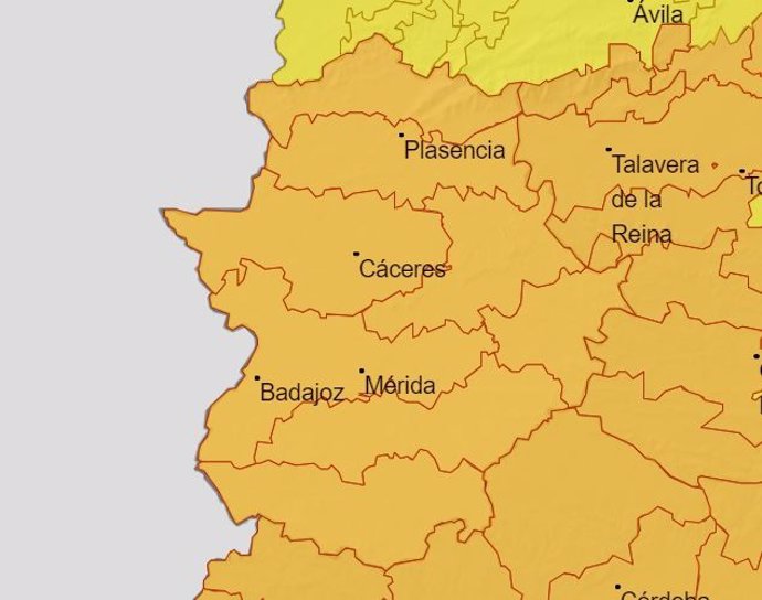 Archivo - Avisos naranjas por calor en Extremadura