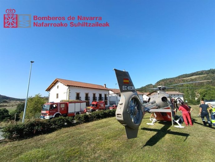 El herido ha sido trasladado en helicóptero al Hospital Universitario de Navarra.