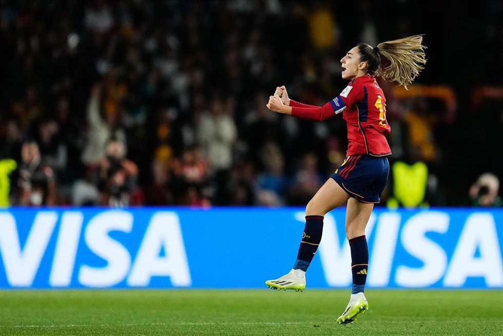 Olga Carmona celebra el tanto conseguido en la Final del Mundial.