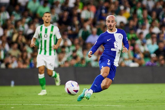 Antoine Griezmann of Atletico de Madrid in action during the Spanish league, La Liga EA Sports, football match played between Real Betis and Atletico de Madrid at Benito Villamarin stadium on August 20, 2023, in Sevilla, Spain.