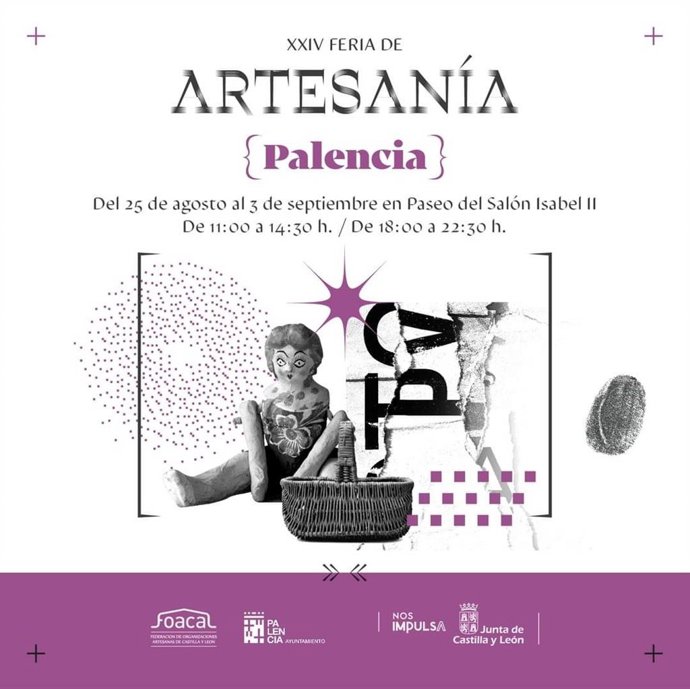 Cartel de la Feria de Artesanía de Palencia que se celebra durante las fiestas de San Antolín.