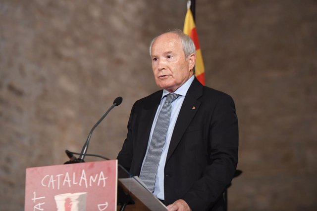 L'expresident de la Generalitat José Montilla intervé durant l'homenatge al músic Pau Casals als 50 anys de la seva mort en l'exili, en l'Abadia de Sant Miquel de Cuixà, a 21 d'agost de 2023, en Codalet (França). 