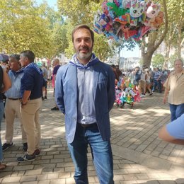 El consejero de Turismo, Javier Hurtado, en el espacio festivo de Aste Nagusia