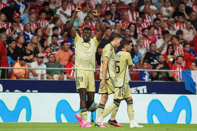 Samuel Omorodion celebra el gol anotado ante el Atlético de Madrid en la primera jornada de LaLiga.