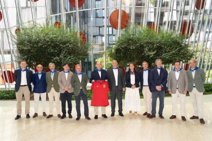 El presidente de Iberdrola, Ignacio Galán, durante la reunión de la empresa en Bilbao, en la que ha felicitado a la selección española femenina de fútbol.