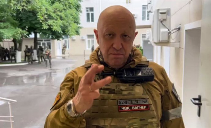 Archivo - FILED - 24 June 2023, Russia, Rostov-on-Don: A screen grab from a video released by Prigozhin Press Service, shows Wagner paramilitary boss Yevgeny Prigozhin, delivering a video speech in Rostov-on-Don. Photo: -/Prigozhin Press Service/dpa - A