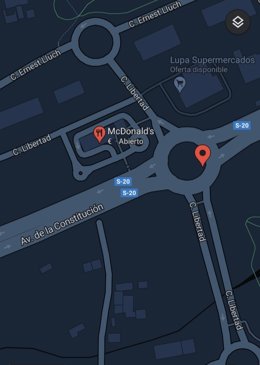 Confluencia Avenida de la Constitución y calle Libertad en la S-20 de Santander