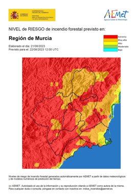 Meteorología sitúa a la Región en riesgo de incendio forestal extremo o muy alto este martes