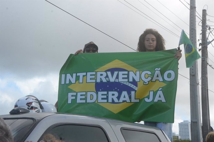 Archivo - November 2, 2022, Natal, Rio Grande do Norte, Brasil: (INT) Bolsonarista demonstrators protest calling for Military Intervention in Brazil. November 2, 2022, Natal, Rio Grande do Norte, Brazil: Militant supporters of Brazilian President Jair B