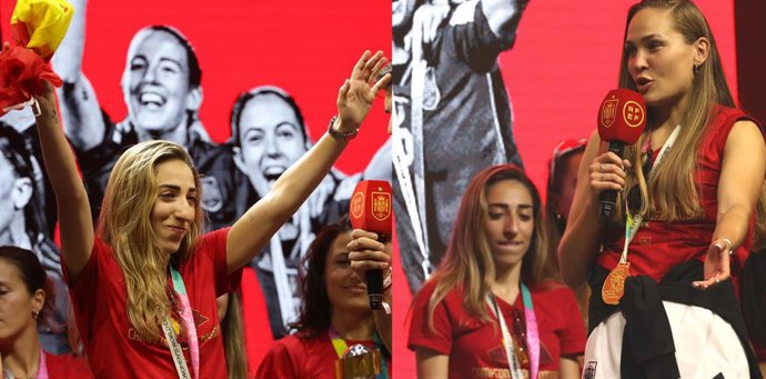 Olga Carmona, a la izquierda, junto a su compañera de selección y también sevillana Irene Guerrero.