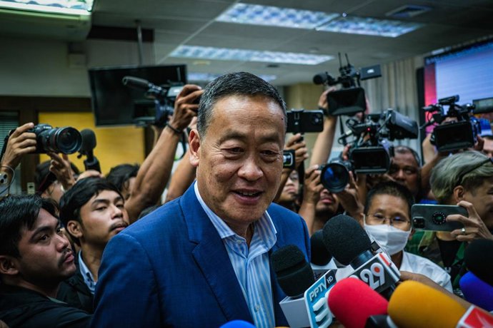 22 August 2023, Thailand, Bangkok: Pheu Thai Party's Srettha Thavisin speaks with the media after being approved by Thai lawmakers to become the kingdom's 30th prime minister. Photo: Wissarut Weerasopon/ZUMA Press Wire/dpa