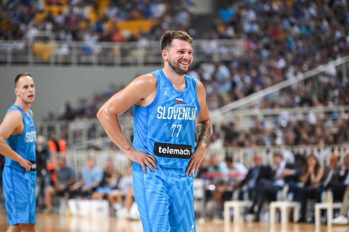 LUKA DONCIC of Slovenia during the International Friendly basketball match between Greece and Slovenia on August 4, 2023 at OAKA Stadium in Athens, Greece - Photo Stefanos Kyriazis / LiveMedia / DPPI