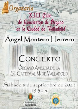 Cartel del concierto del organista Ángel Montero Herrero el 9 de septiembre.