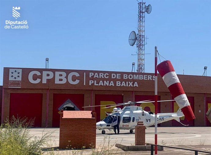 El helicóptero en la base de la Plana Baixa