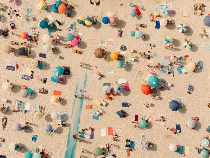 Imagen aérea de la playa de Patos, en Nigrán, Pontevedra.