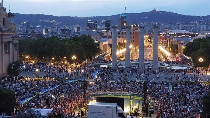 Imagen de la conmemoración del Día de la Independencia de Ucrania en Barcelona en 2022