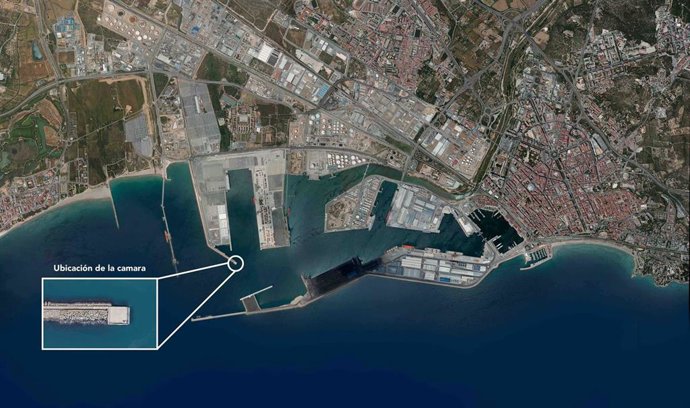 Ubicación de la cámara de seguridad que instalará el Port de Tarragona en el muelle de Cantabria, cerca de la bocana