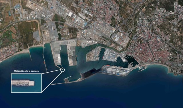 Ubicació de la càmera de seguretat que instal·larà el Port de Tarragona en el moll de Cantàbria, prop de la bocana