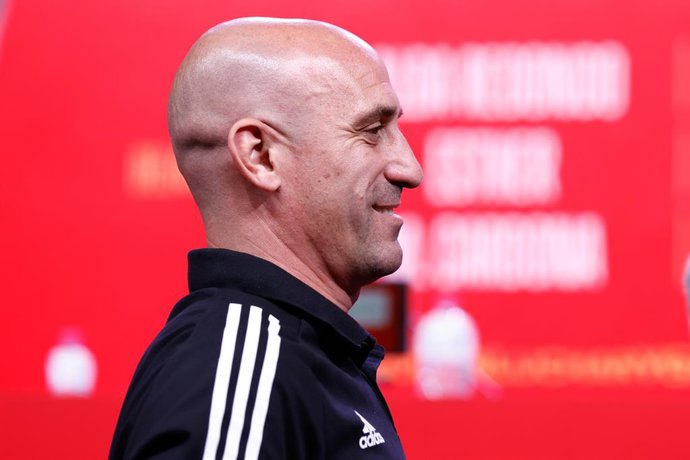 Archivo - Luis Rubiales, President of RFEF, is seen during the press conference of Jorge Vilda to give the players list for FIFA Womens World Cup celebrated at Ciudad del Futbol on June 12, 2023, in Las Rozas, Madrid, Spain.
