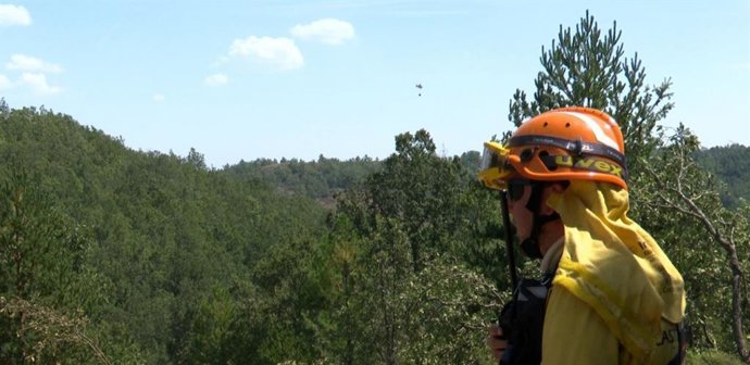 Imagen de un miembro del operativo de extinción en San Bartolomé de Rueda.