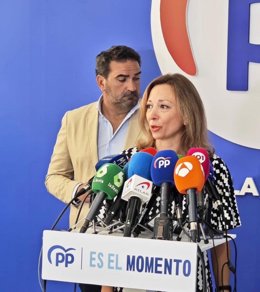 La presidenta del PP de Málaga, Patricia Navarro, en rueda de prensa en Marbella