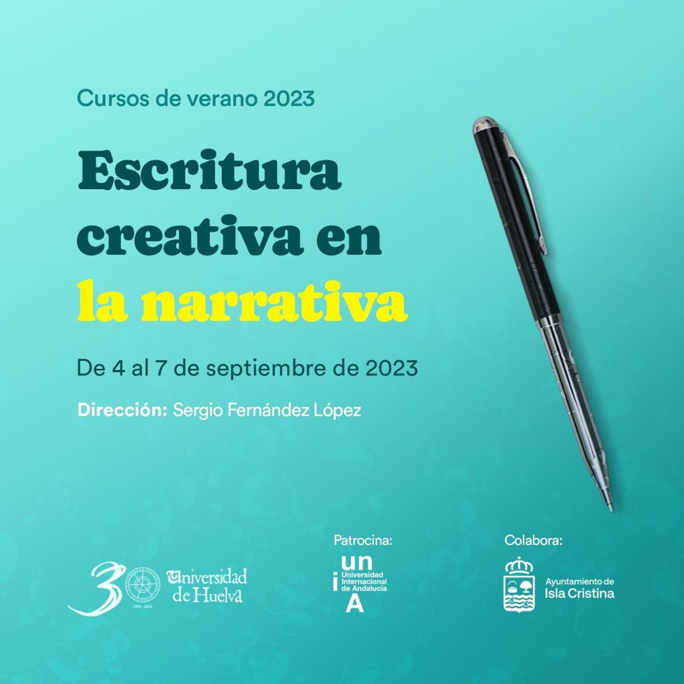 Cartel del curso 'Escritura creativa en la narrativa' de la UHU.