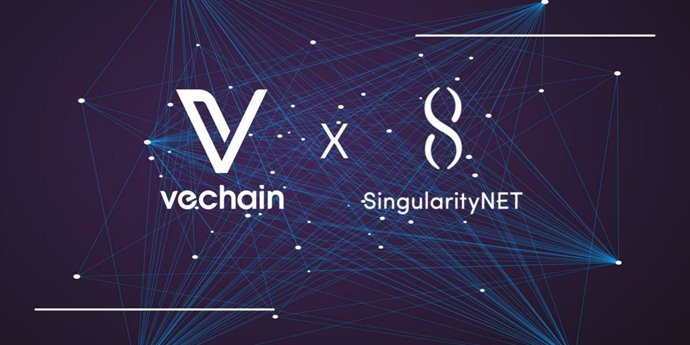 Vechain and SingularityNET's logo (PRNewsfoto/vechain)