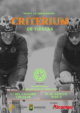 Cartel del Criterium Ciclista de Fiestas de Barbastro 2023.