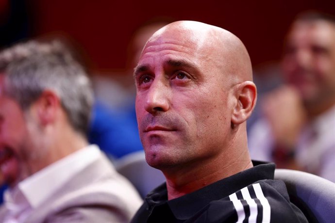 Archivo - Luis Rubiales, President of RFEF, is seen during the press conference of Jorge Vilda to give the players list for FIFA Womens World Cup celebrated at Ciudad del Futbol on June 12, 2023, in Las Rozas, Madrid, Spain.