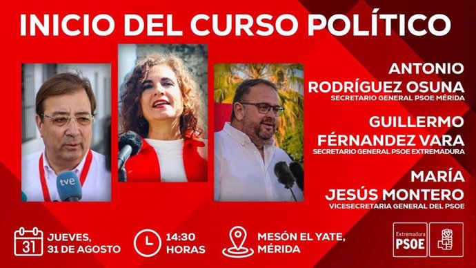 Cartel del acto del PSOE en Mérida para el inicio del curso político