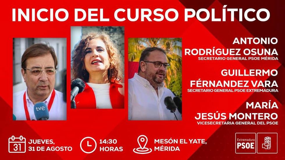 Cartel del acto del PSOE en Mérida para el inicio del curso político
