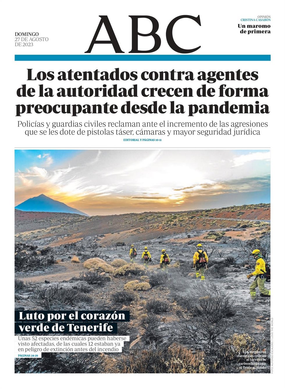 Portada de ABC del domingo 27 de agosto de 2023