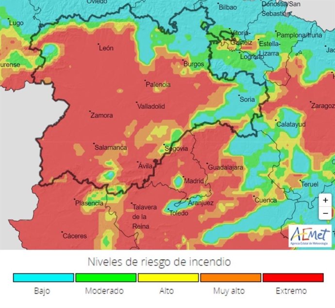 Información de la situación de riesgo de incendios en Castilla y León