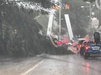 Una mujer embarazada, herida al caerle un letrero encima debido al temporal, en Calvi (Mallorca)