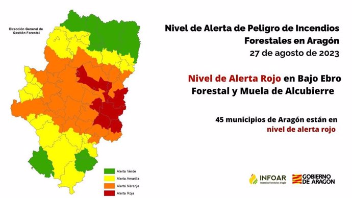 Mapa de riesgo de incendios forestales.