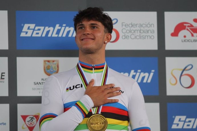 El ciclista español Rubén Sánchez, campeón del mundo junior de Eliminación.