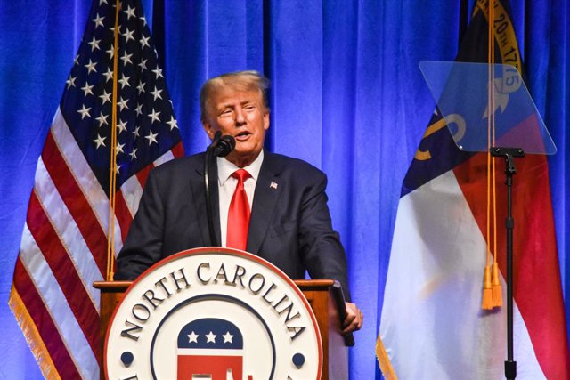 Archivo - 10 June 2023, US, Greensboro: Former US President Donald Trump speaks at the 2023 North Carolina Republican Party (GOP) Convention in Greensboro. Photo: Kyle Mazza/SOPA Images via ZUMA Press Wire/dpa