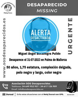Localizan a un hombre desaparecido en Palma desde el 31 de julio.